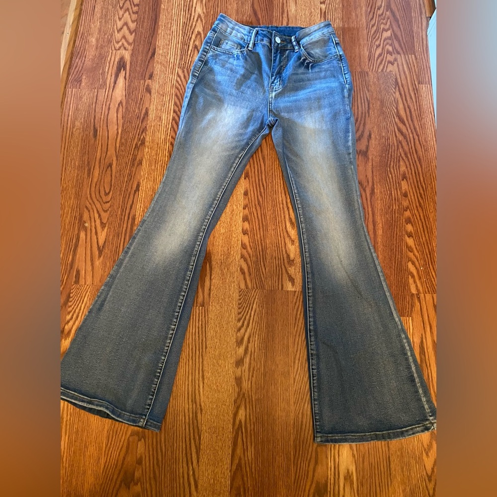 Medium wash non distressed flare jeans